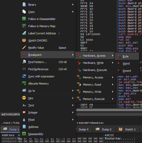 x64dbg hardware watchpoint