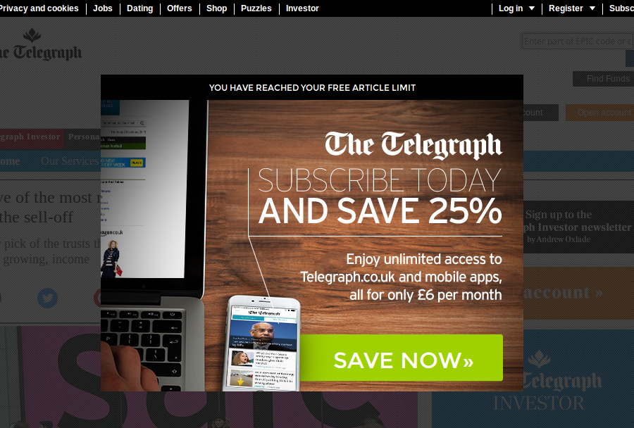 Telegraph Article Limit