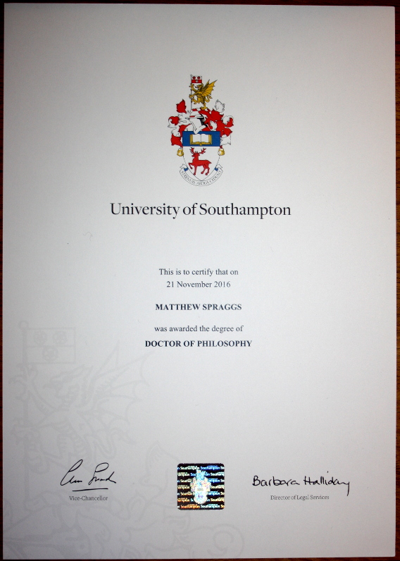 PhD Certificate